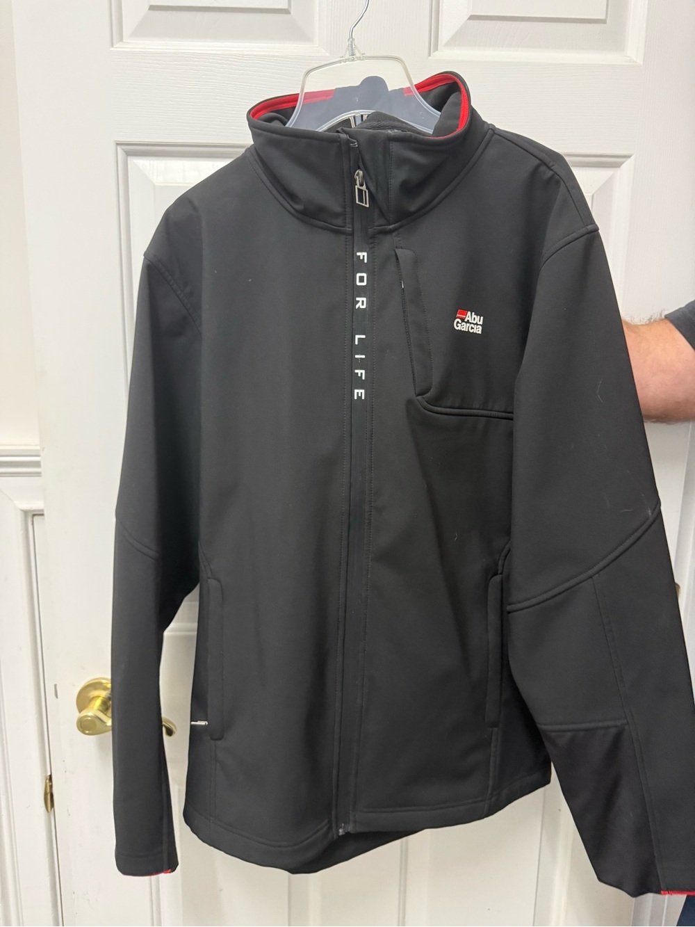 Abu Garcia Men's Black Softshell Jacket with Red Trim